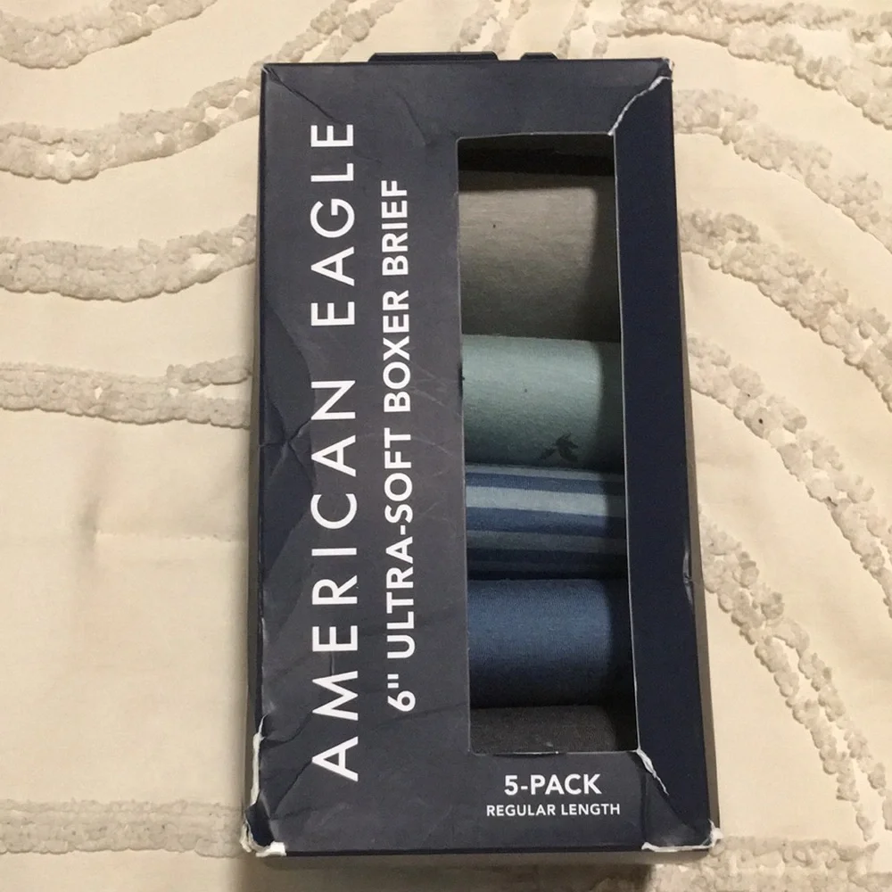American Eagle Outfitters Men’s 5-Pack Blue & Gray Ultra-Soft Boxer Briefs